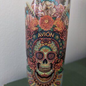 Avion 8 inch Tequila Glass Skull Design Colorful Day of the Dead